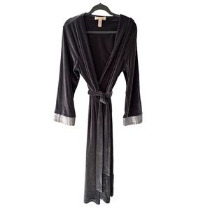 Vintage Oscar De La Renta Pink Label Velvet Gray Robe L/XL